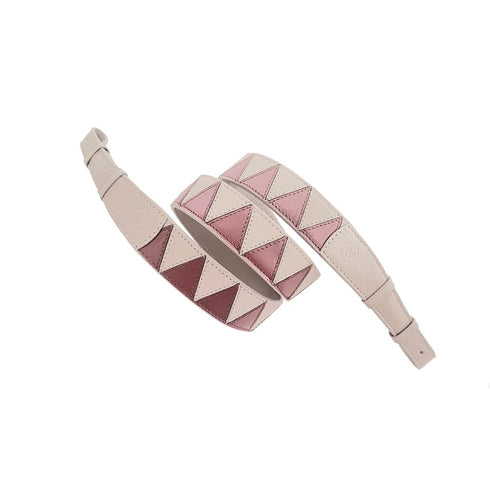 Sharktooth Bag Strap in Veg. Tanned Leather - Burgundy & Grey